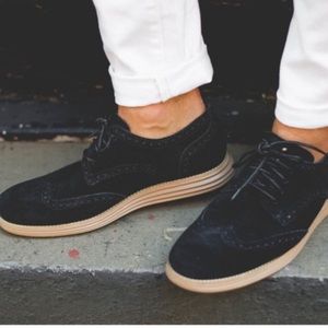 Cole Haan Lunargrand Suede Black White Sz 9
